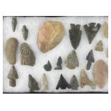 Collection of Native American arrowheads and