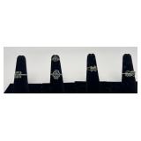 5 Navajo Sterling & Turquoise rings, sizes: 1, 4