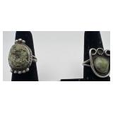2 Navajo Sterling and Turquoise rings, sizes: 5 &