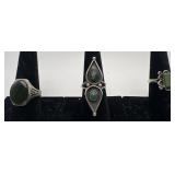 3 Navajo Sterling & Turquoise rings, sizes: 6