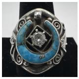 Navajo Sterling, Turquoise and faux diamond