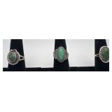 3 Navajo Sterling & Turquoise rings, sizes: 6, 6