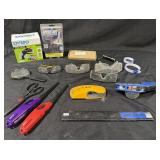 Assorted Lot of PPE Glasses, Measuring Tape,