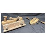 2- Wood Planes and Wooden Bench Clamp