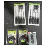 Hand tools New in package: screwdrivers, tape