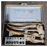 Hand punch tool kit in metal box