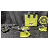 Ryobi 18V Cordless drill and personal fan w/ 1