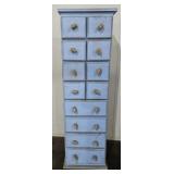 Wooden 12 drawer cabinet. 49.5'H, 15'L,  8'W
