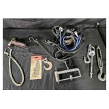 Bungee cords, hook, hooks and eye bolt