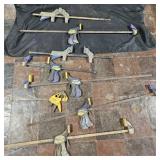 8- Pipe Clamps of different sizes. Irwin,