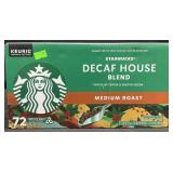 72 Starbucks decaf house medium roast K-Cup pods