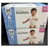 2- 138ct. Boxes of Premium Size 6 Diapers