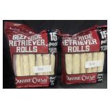 2 Beef Hide Retriever Rolls 3.7 lbs each 15 pack