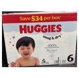 156ct. Box of Huggies Snug & Dry Size 6 Diapers