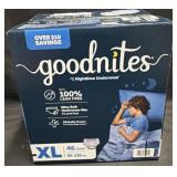 46ct. Box of Goodnites Size XL Nighttime