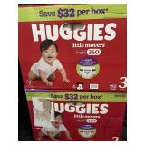 2- Huggies Little movies size 3 diapers 192ct