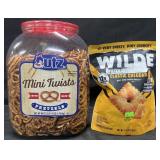 60 oz Utz mini twists & 7.4 oz Wilde cheddar