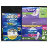 182 Tampax Pearl tampons, 200 Always liners & 132