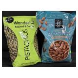 24oz of pistachios no shells. 8oz roasted almonds