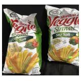 Two bags of 1lb sea salt veggie straws.