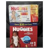 234 Huggies size 1 little snugglers & 1,152