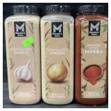 26oz granulated garlic, 21.5oz granulated onion &