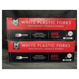 1,200 white plastic forks
