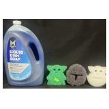 Liquid Dish Soap 100 fl oz, 3 Dish Sponges