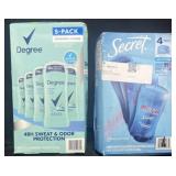 5-pack of Degree Deodorant, 4-pack of Secret