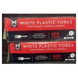 2- 600 packs of White Plastic Forks