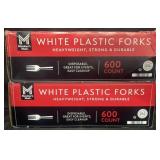2- White Plastic Forks 600 count each box