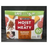 60 Purina moist & meaty dog food pouches, 360oz