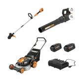 Used Worx 40v Combo, Includes 20' Push Mower, 13'