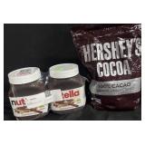 Twin pack Nutella 6.5oz. Hershey cocoa 100% cacao