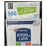 500 clear flat lids & 1000 WinCup lids