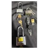 Locks with keys, hasp, and staple lock. Master,