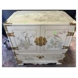 Oriental wooden chest with bird & floral