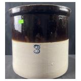 Antique 3 gal. Crock, chips along rim