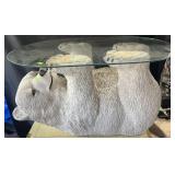 Polar Bear glass top table, 29ï¿½ x 20ï¿½ x 16ï¿½ high