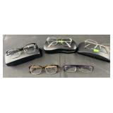 5 pair of prescription glasses and cases, Armani