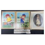 3 wall art & 2 laminated newspapers, 20ï¿½-24ï¿½ high