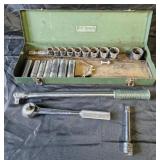 S-K Tools ratchet and socket set in metal box