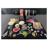 Group of fashion jewelry, bracelets, necklaces,