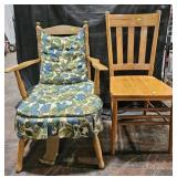 Wooden padded chair and wooden kitchen chair