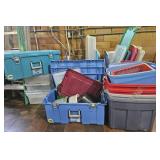 Totes, buckets and lids. Large lot of different