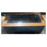 Glass top coffee table with 2 storage drawers,