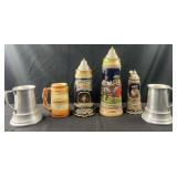 6 steins, Swiss, Germany and more, 2 are musical
