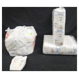 Huggies Newborn diapers out of box. 2 sleeves and