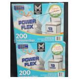 2- Power Flex 13 gallon trash bags 200 count each