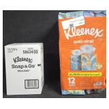 Kleenex facial tissue 12 cube boxes. Kleenex snap